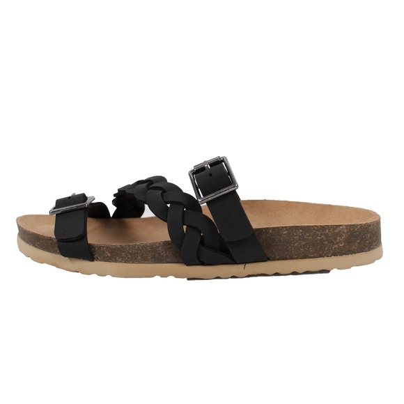GIRLS Black Buckle Strap Platform Slip On Sandal - Picture 4 of 5